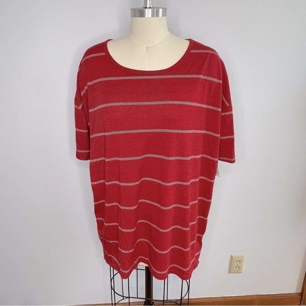 LuLaRoe Red with White Stripe Irma- Size Medium- NWT